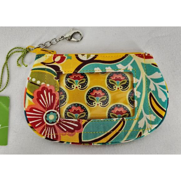 VERA BRADLEY FLORAL COIN PURSE POUCH WALLET 3" x 6" WITH ZIPPER CLOSURE - Picture 3 of 9